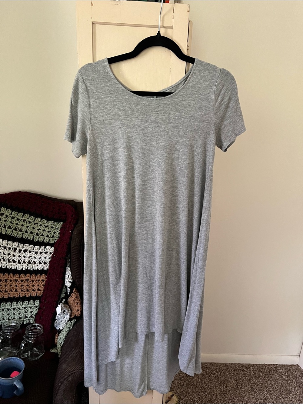 Soft Heather Gray Short Sleeve T-Shirt Dress